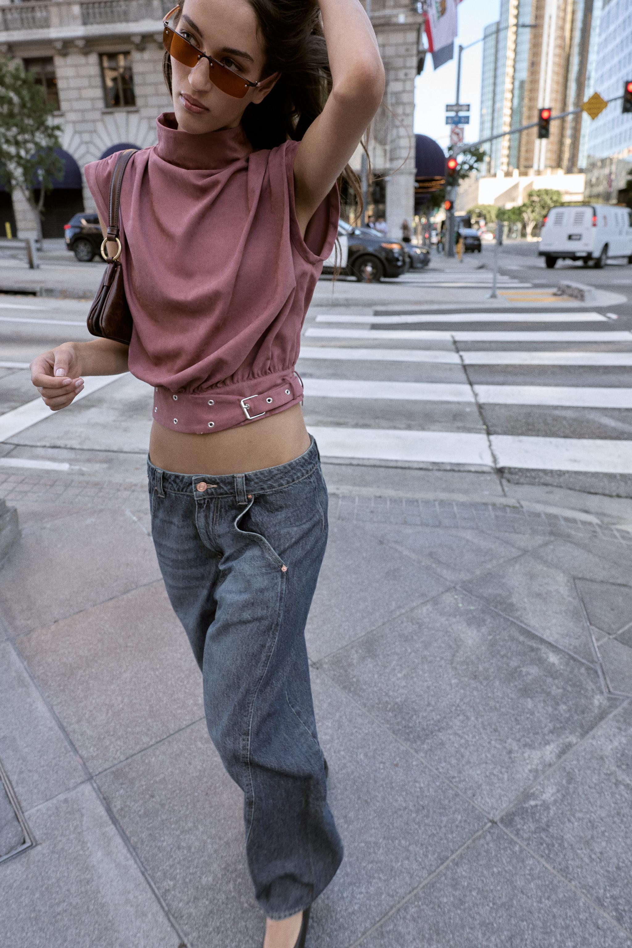 FAUX SUEDE BUCKLE TOP